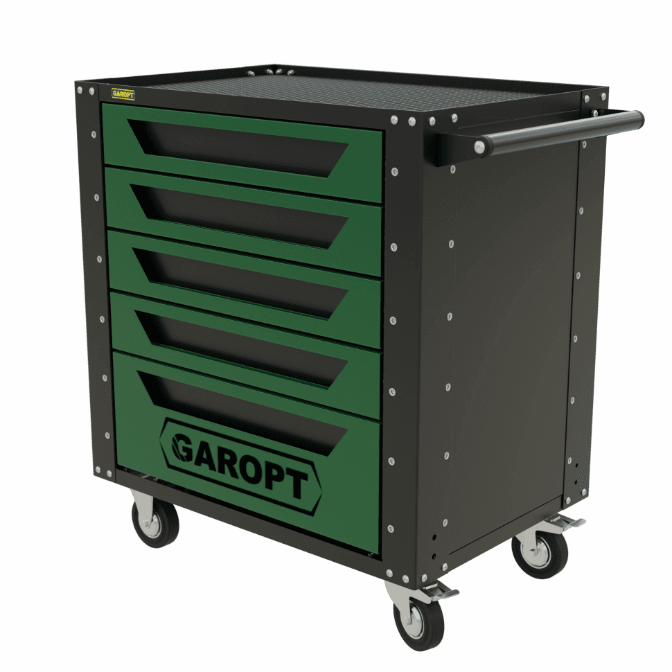 Тележка инструментальная Garopt 5 ящиков ЗЕЛЕНАЯ, Серия «Low-cost»