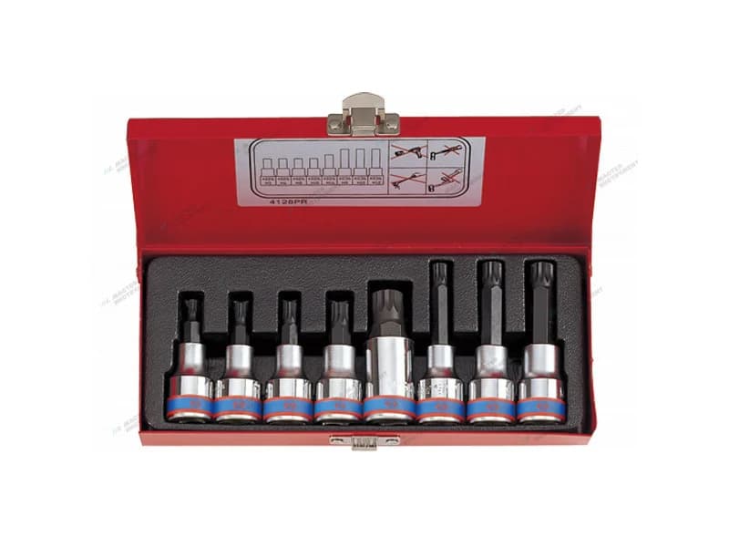 Набор торцевых насадок King Tony 4128PR SPLINE 1/2 дюйма в кейсе