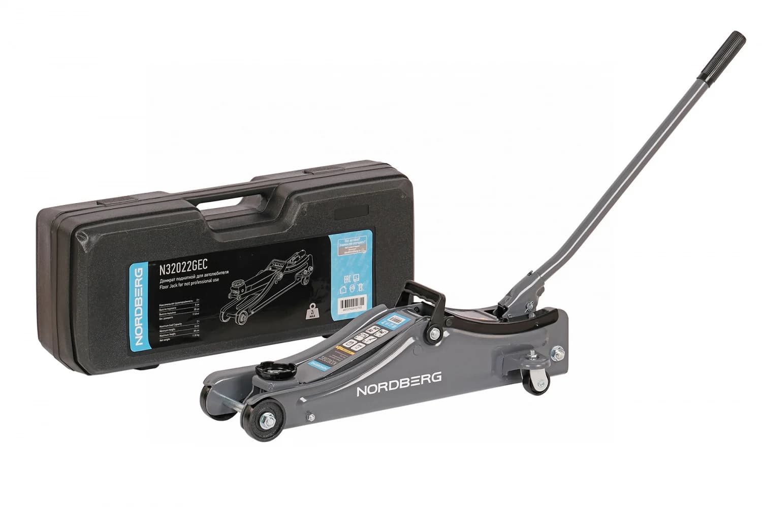 Домкрат подкатной NORDBERG N32022GEC — 2 т, в кейсе, 11,8 кг