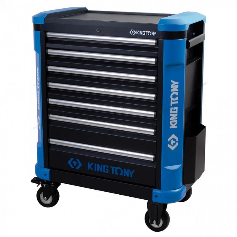 Тележка инструментальная KING TONY 87G31-7B-BK — 7 ящиков нагрузка 500 кг полиуретан 470×824×1062 мм