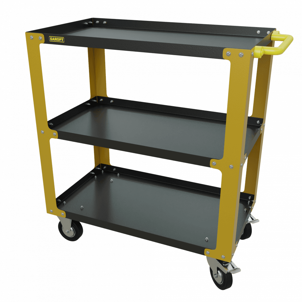 gt3.yell Инструментальная тележка GAROPT, три полки, cерия «No boxes», Желтая