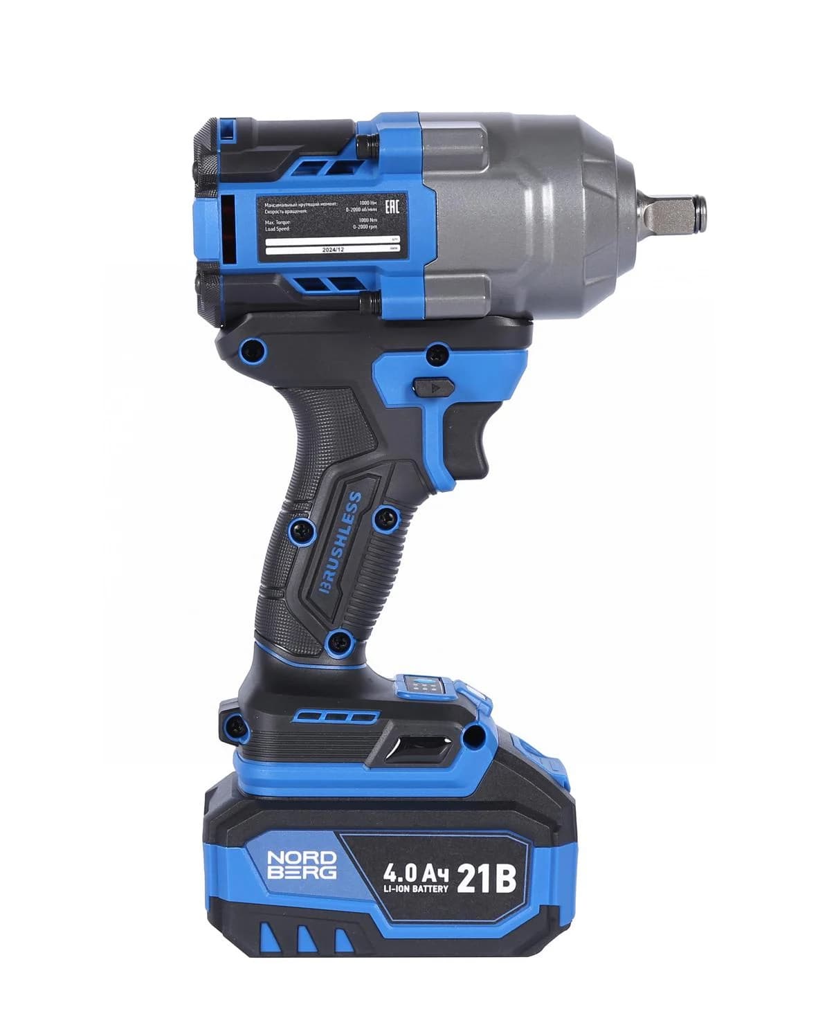 Гайковерт аккумуляторный NORDBERG NE805K — 1/2″, 1000 Нм, 21 В, 2 аккум.