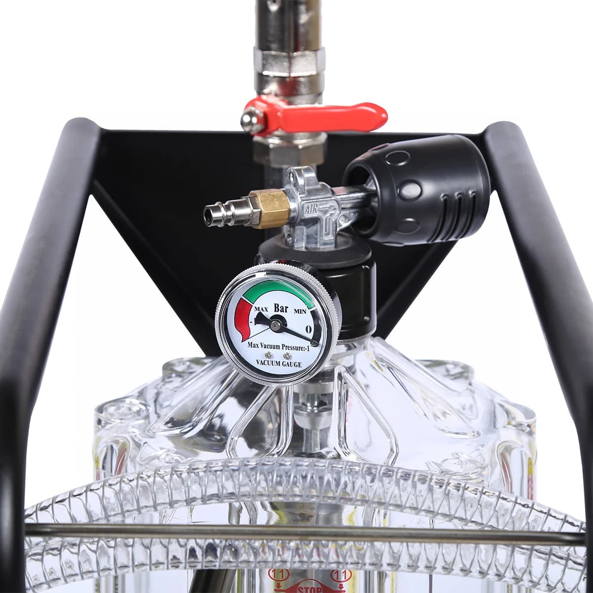 Установка для сбора масла Nordberg 2380B — пневматическая, 80 л, синяя, с осмотровой колбой