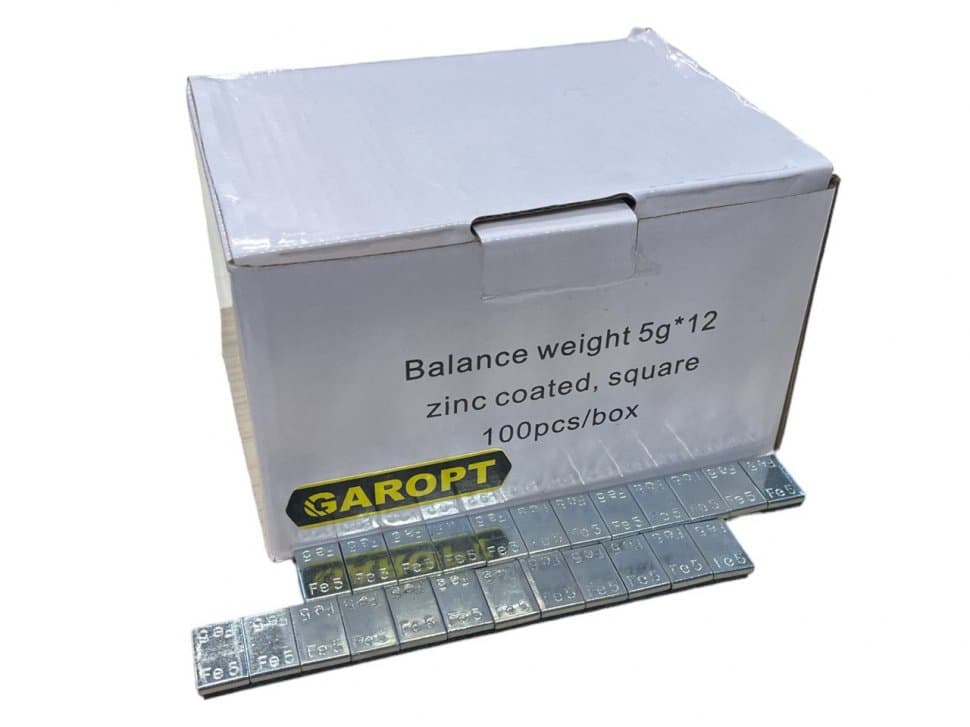 Упаковка самоклеящихся стальных балансировочных грузиков на синей ленте, 100 штук