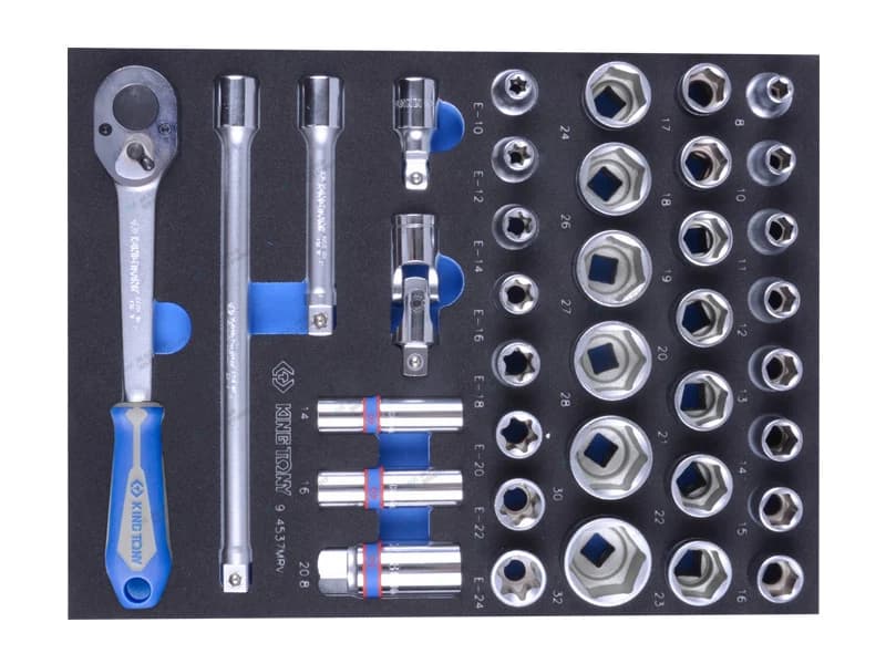 Набор торцевых головок KING TONY 9-4537MRV — 1/2″ с TORX и свечными головками 37 пр.