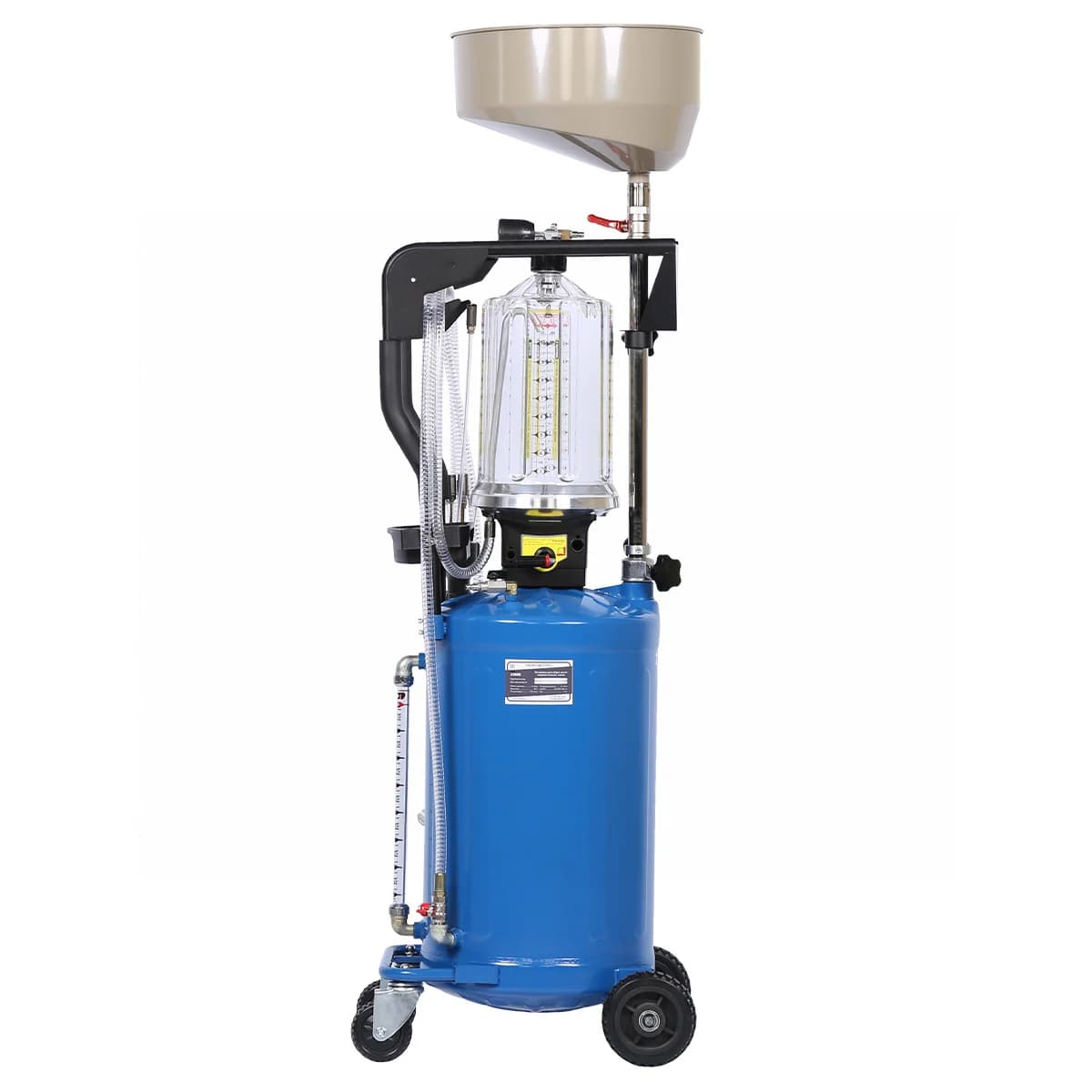 Установка для сбора масла Nordberg 2380B — пневматическая, 80 л, синяя, с осмотровой колбой