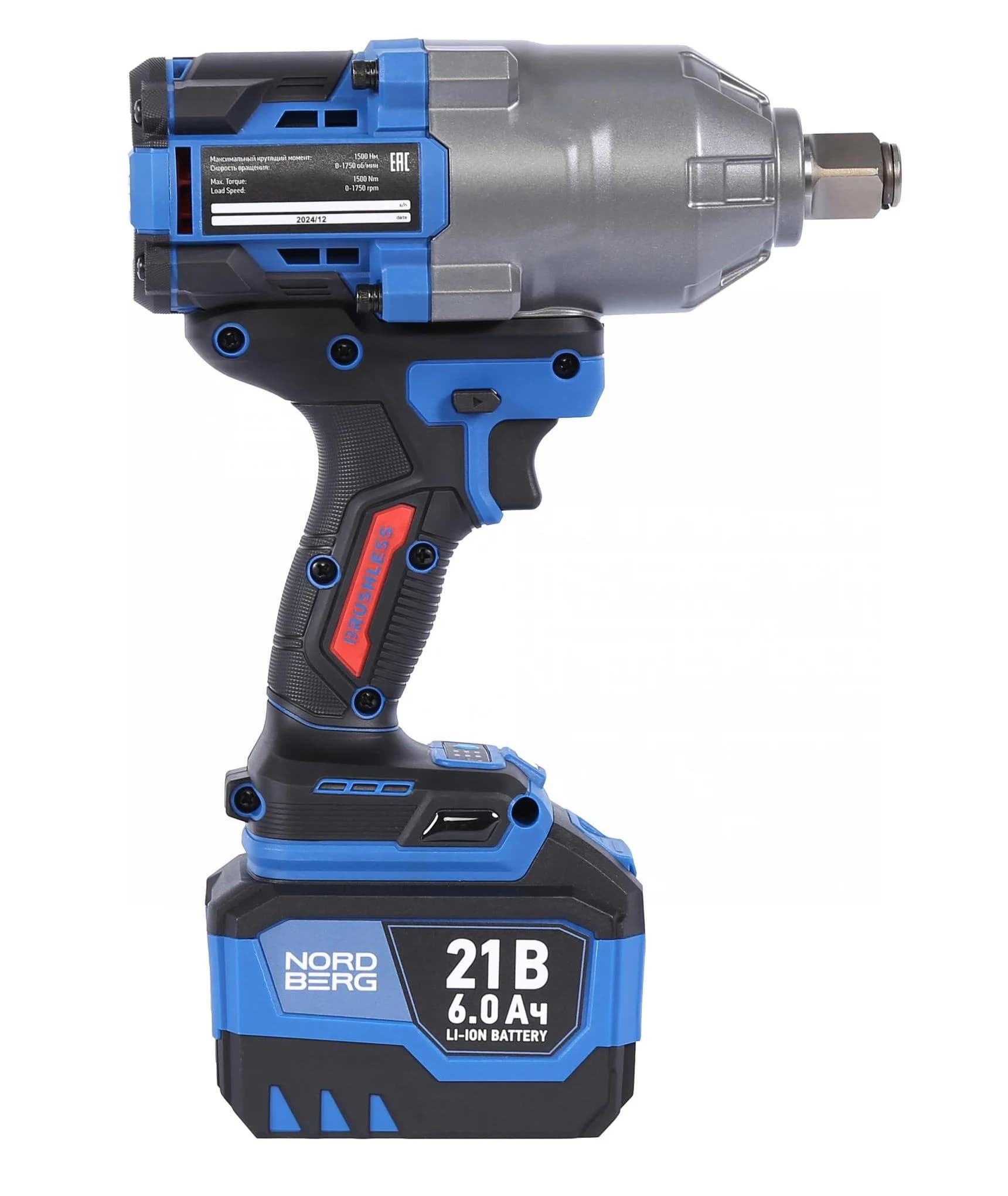 Гайковерт аккумуляторный NORDBERG NE806K 3/4″ — 1500 Нм, 6 Ач