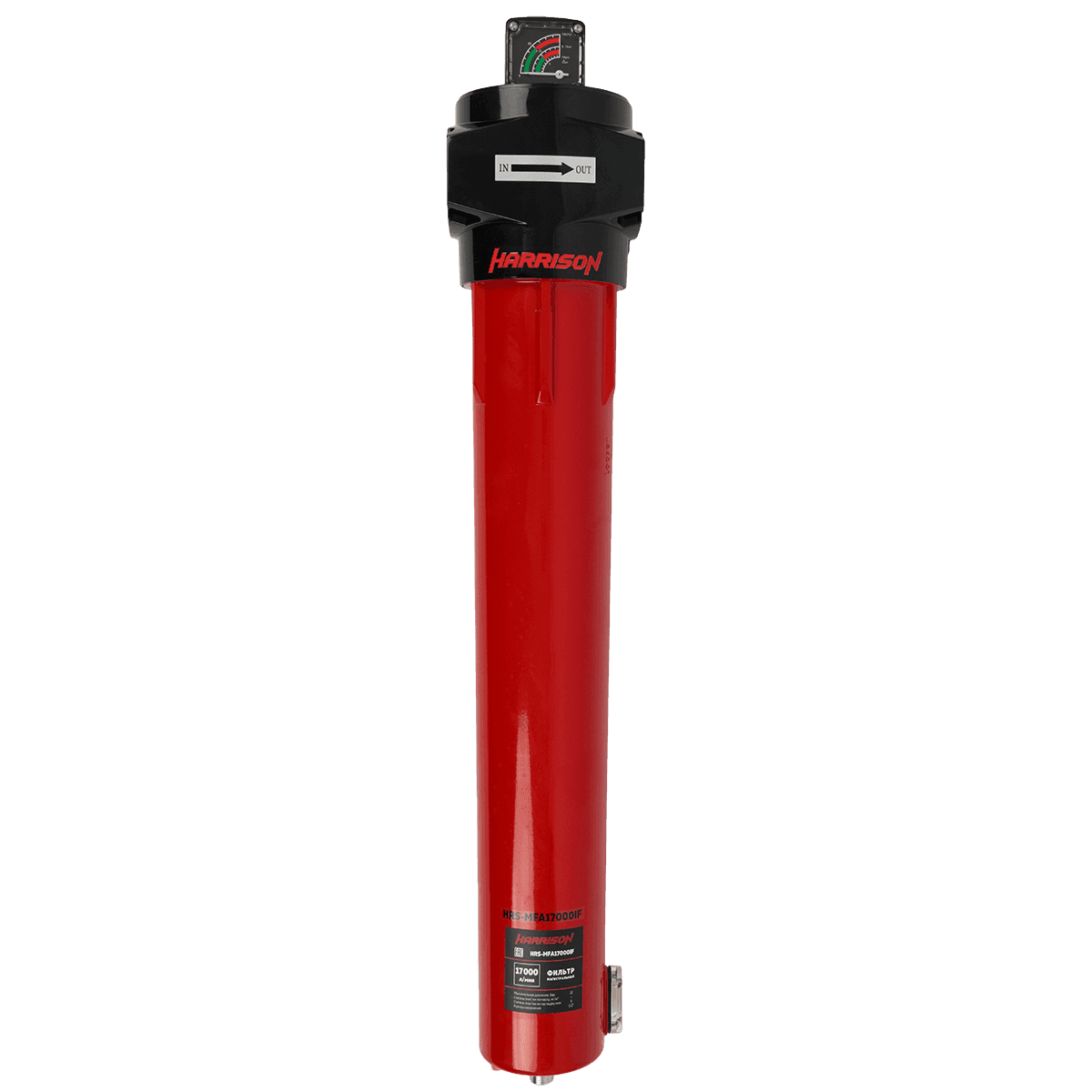 HRS-MFB17000IF Фильтр магистральный 1 мкм с дифференциальным манометром, 17000 л/мин, 12 бар, G 2″, остаточное содержание масла: 0,6 мг/м3