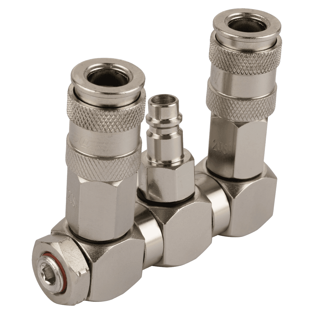 HRS-SRLL Разветвитель с вращающимися соединениями, с двумя БРС 1/4″-1/4″, вход со штекером