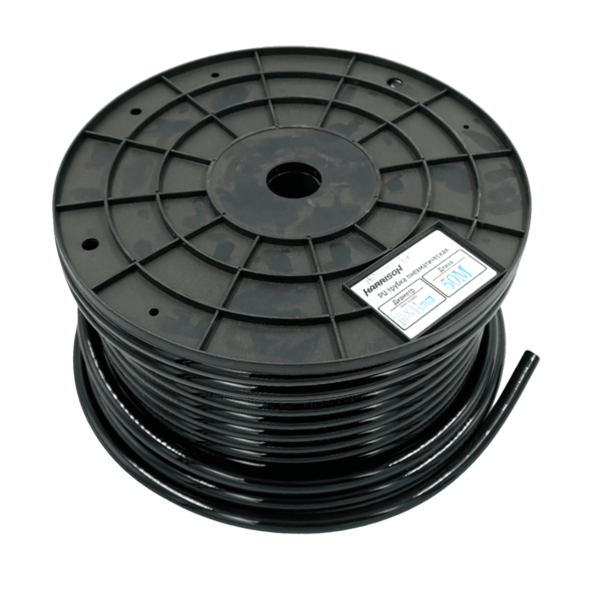 Трубка пневматическая черная 10х14 мм, длина 50 м Harrison HUS1014-BK PU