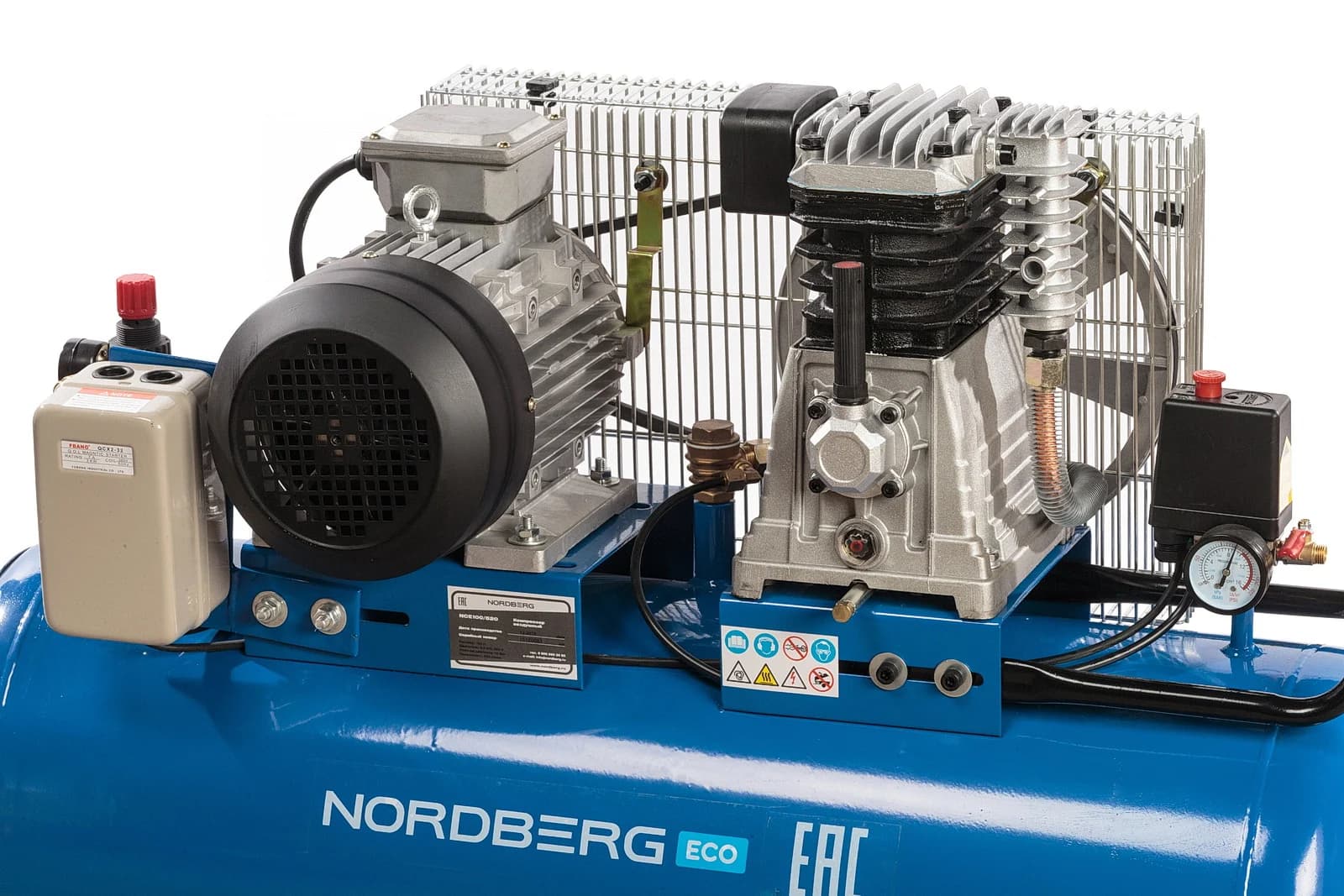 Компрессор поршневой Nordberg NCE100/520 — 380 В, 520 л/мин, ресивер 100 л, 3 кВт