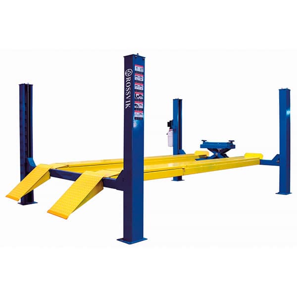 Подъемник четырехстоечный ROSSVIK V4-5.5 (пневмогидравлика 3т, без поворотных кругов) СЕРЫЙ RAL7016