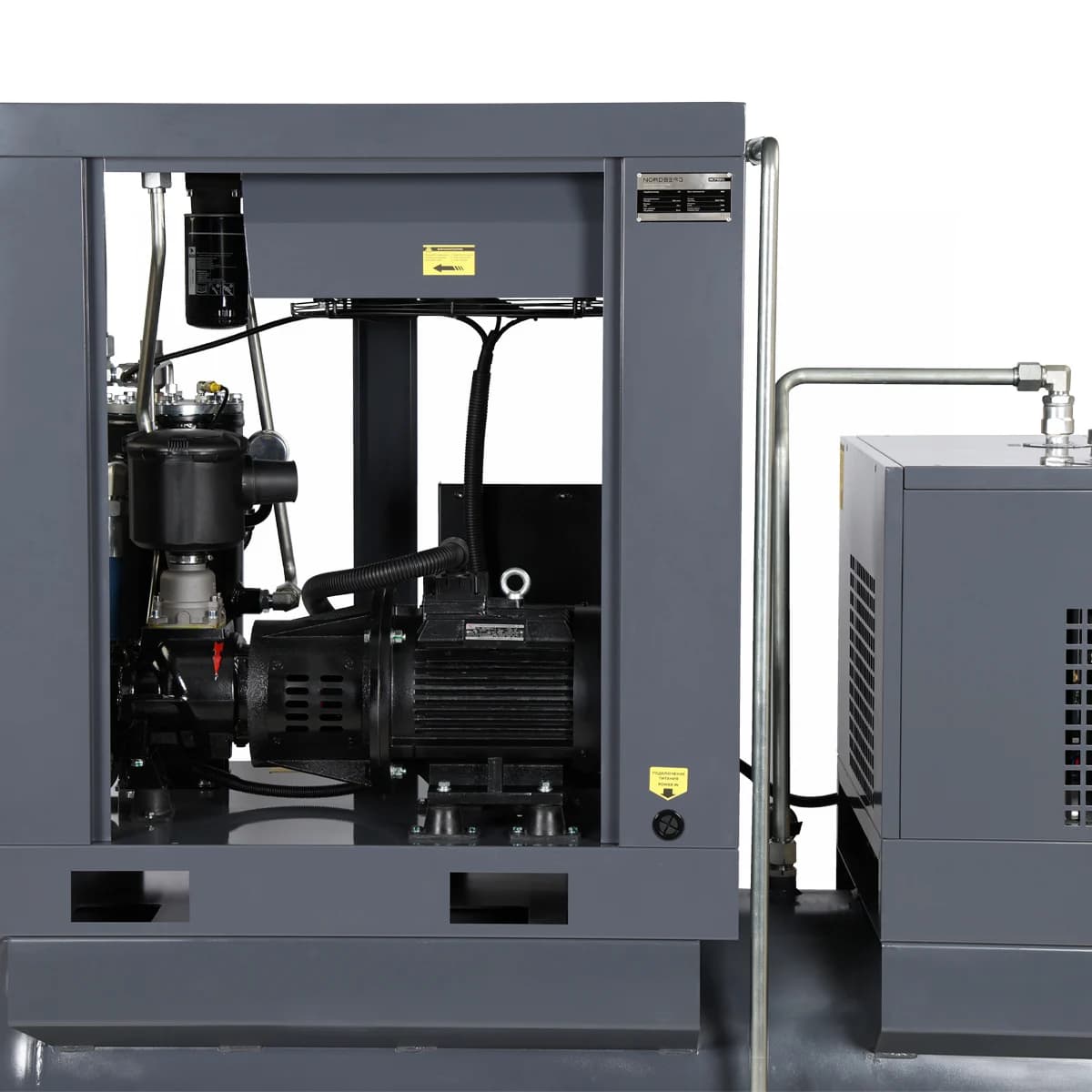 Компрессор винтовой, 11 кВт, 10 бар, 1550 л/мин, ресивер 410 л, с частотным преобразователем, осушитель