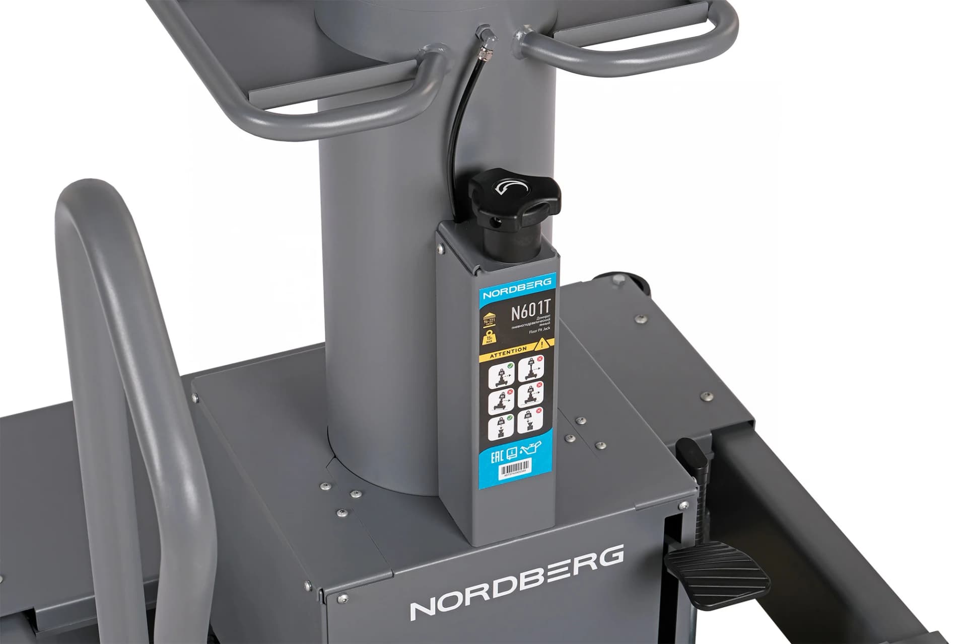 Домкрат канавный NORDBERG N601T — пневмогидравлический телескопический 15 т подъём 2 210 мм