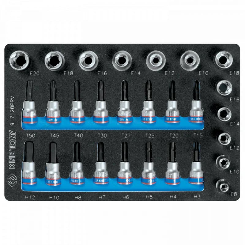 Набор насадок King Tony 9-7128PRV TORX и HEX в ложементе EVA