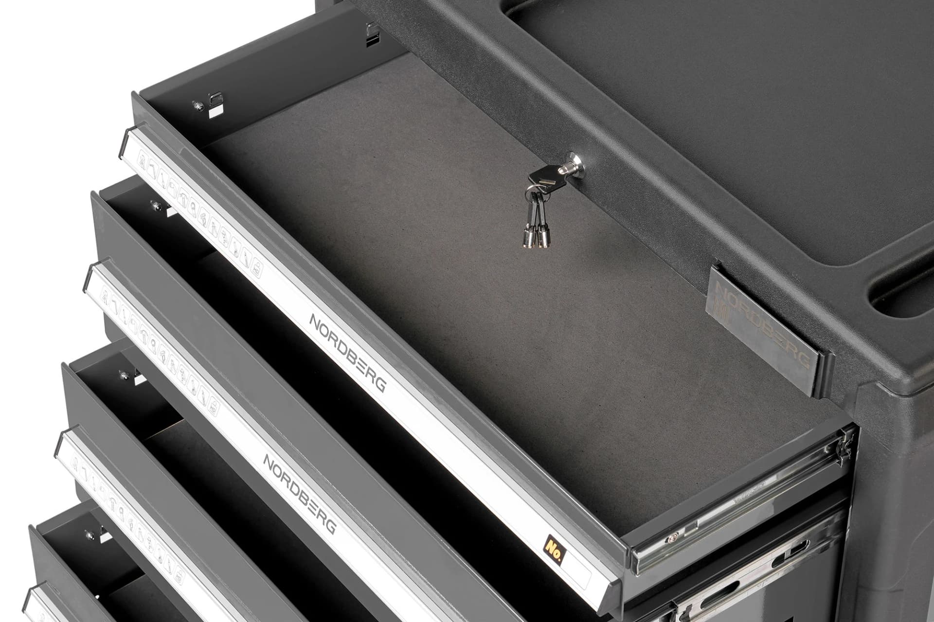 Тележка NORDBERG T6N — 6 ящиков нагрузка 350 кг замок в каждом ящике серая 800×470×980 мм