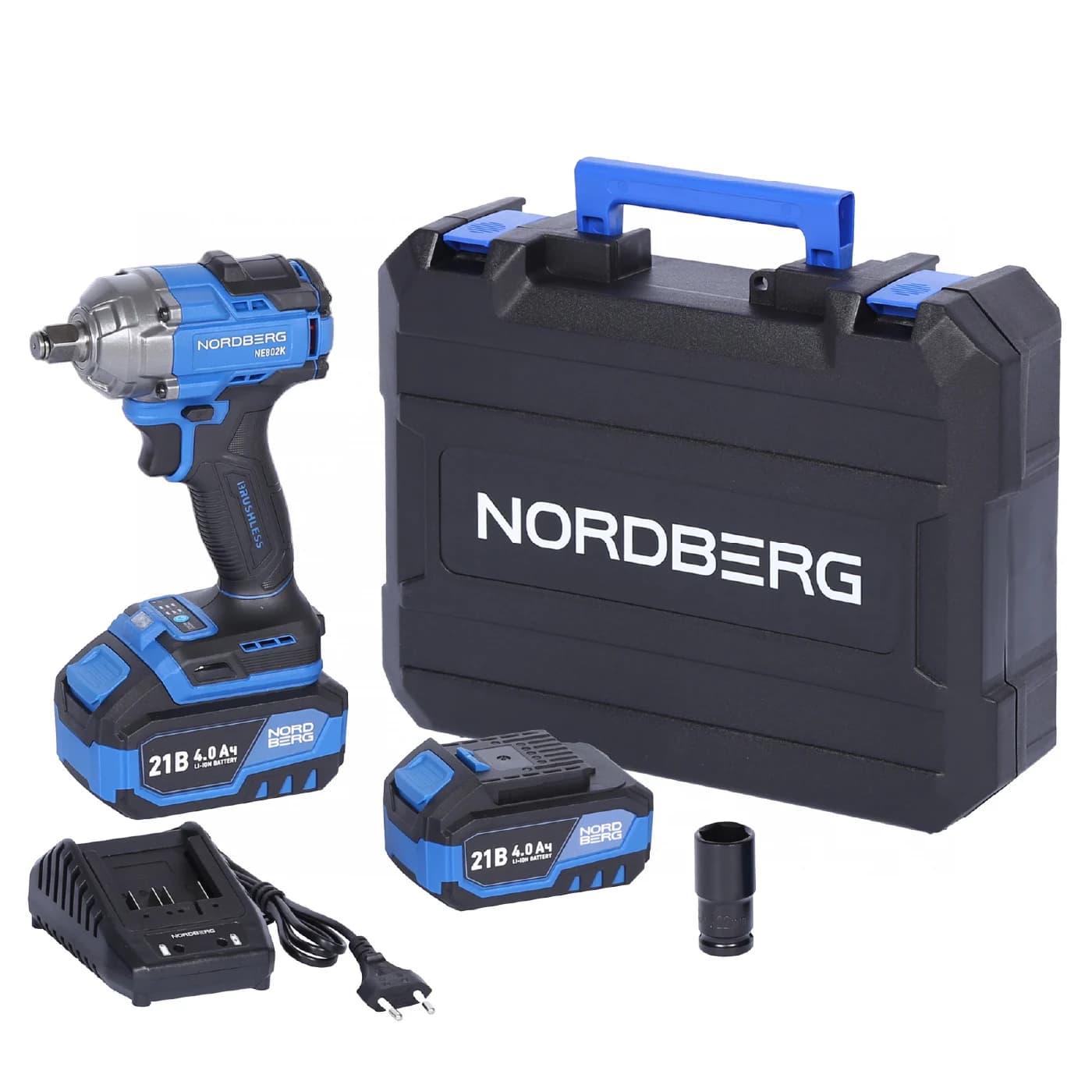 Гайковерт аккумуляторный NORDBERG NE802K — 1/2″, 500 Нм, 21 В