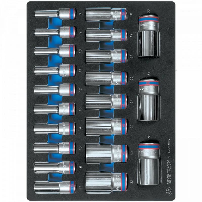 Набор глубоких головок King Tony 9-4221MRV в ложементе EVA