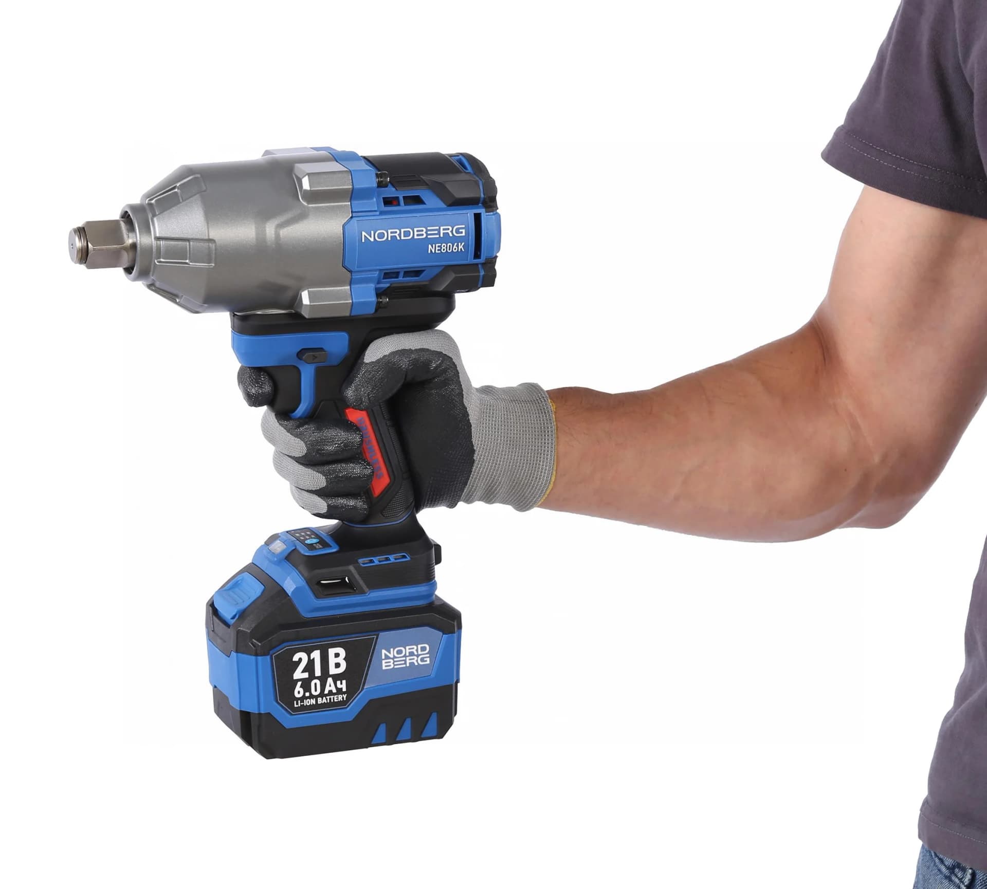 Гайковерт аккумуляторный NORDBERG NE806K 3/4″ — 1500 Нм, 6 Ач