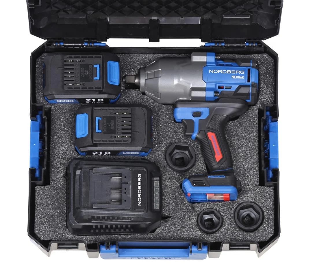 Гайковерт аккумуляторный NORDBERG NE806K — 1/2″, 1500 Нм, 6 Ач