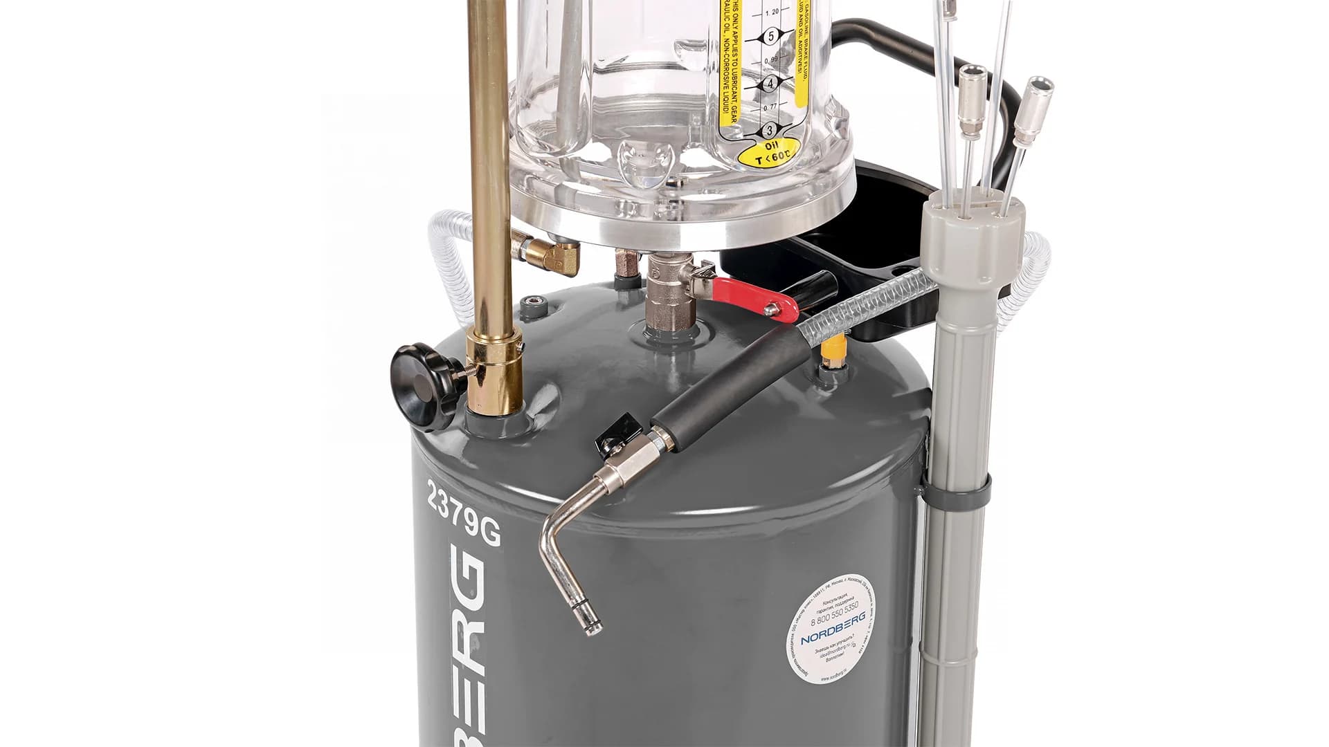 Установка для сбора масла Nordberg 2379G — пневматическая, 65 л, с осмотровой колбой