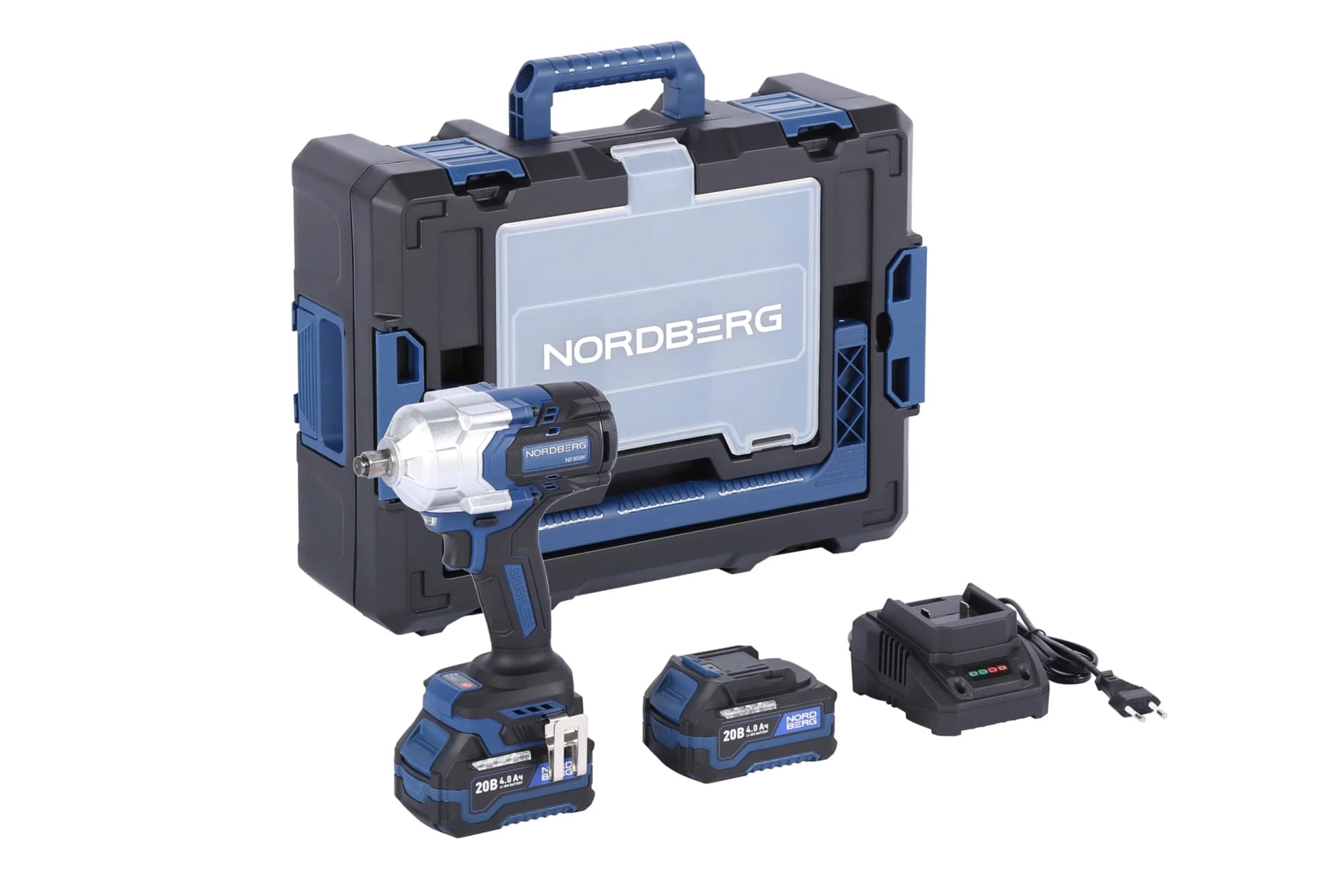 Гайковерт аккумуляторный NORDBERG NE808K — 1/2″, 1000 Нм, 20 В, 2 аккум.