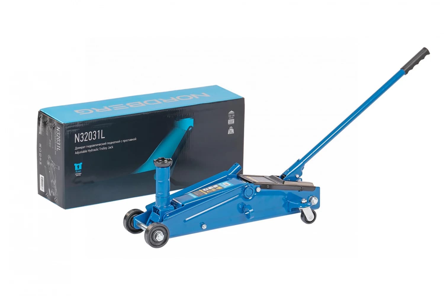Домкрат подкатной NORDBERG N32031L — 3 т, с проставкой 95 мм