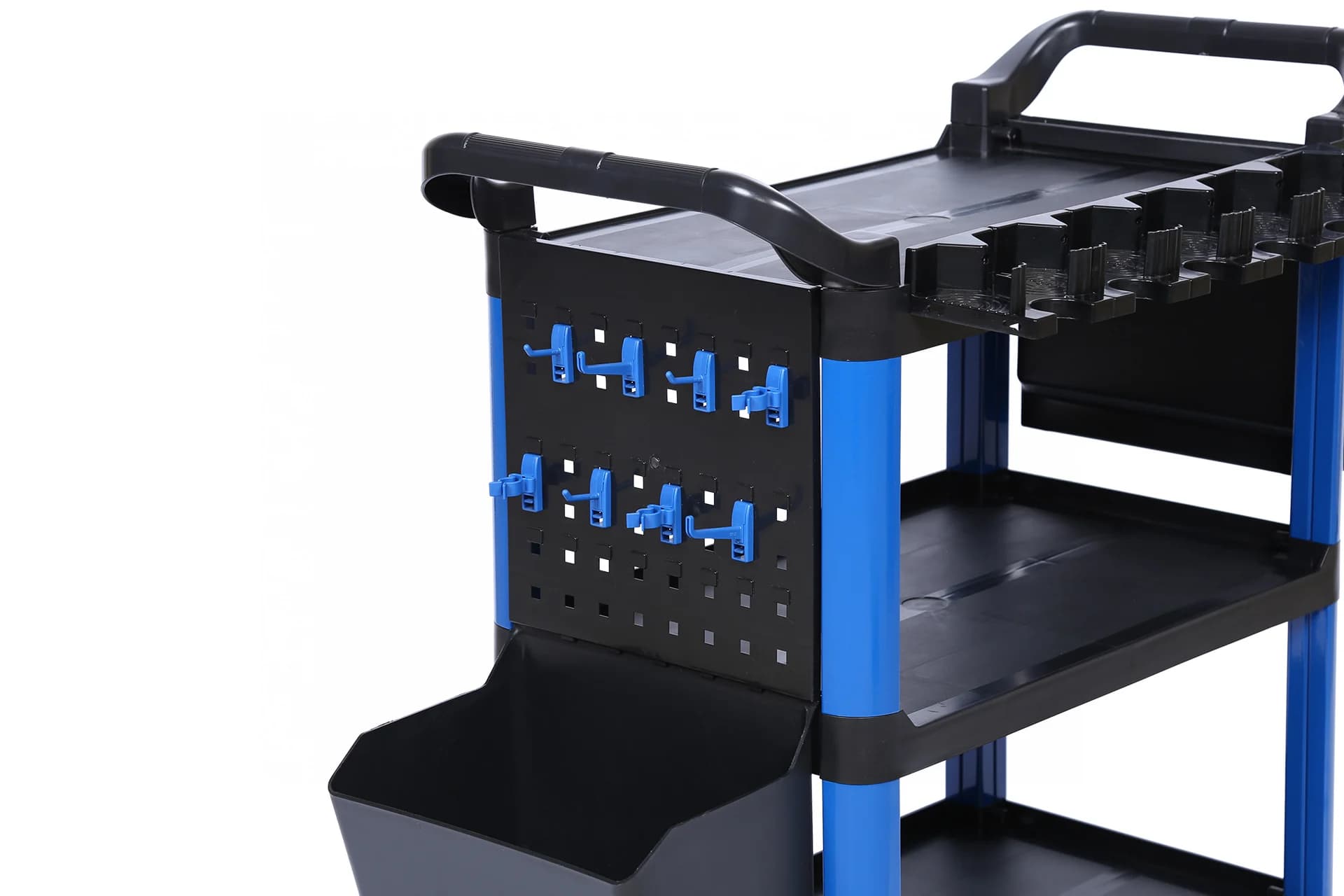 Тележка NORDBERG T3B — 3 полки + 2 съёмных ящика пластиковая синяя 550×850×1150 мм