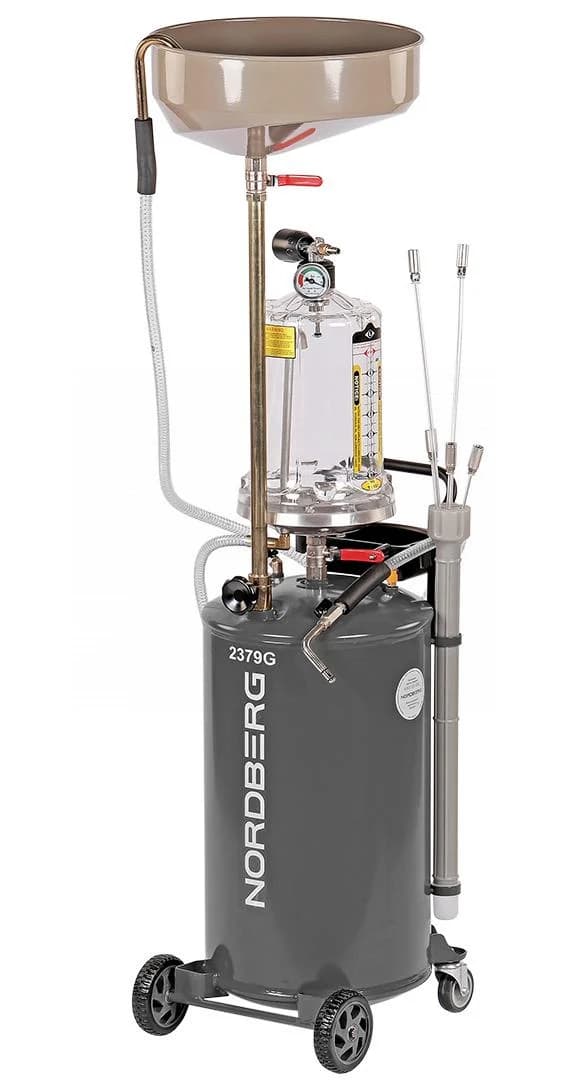Установка для сбора масла Nordberg 2379G — пневматическая, 65 л, с осмотровой колбой