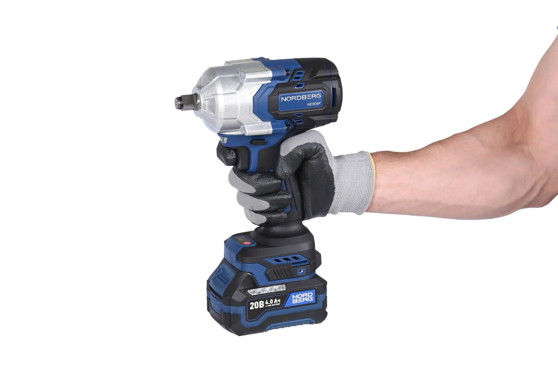Гайковерт аккумуляторный NORDBERG NE808K — 1/2″, 1000 Нм, 20 В, 2 аккум.