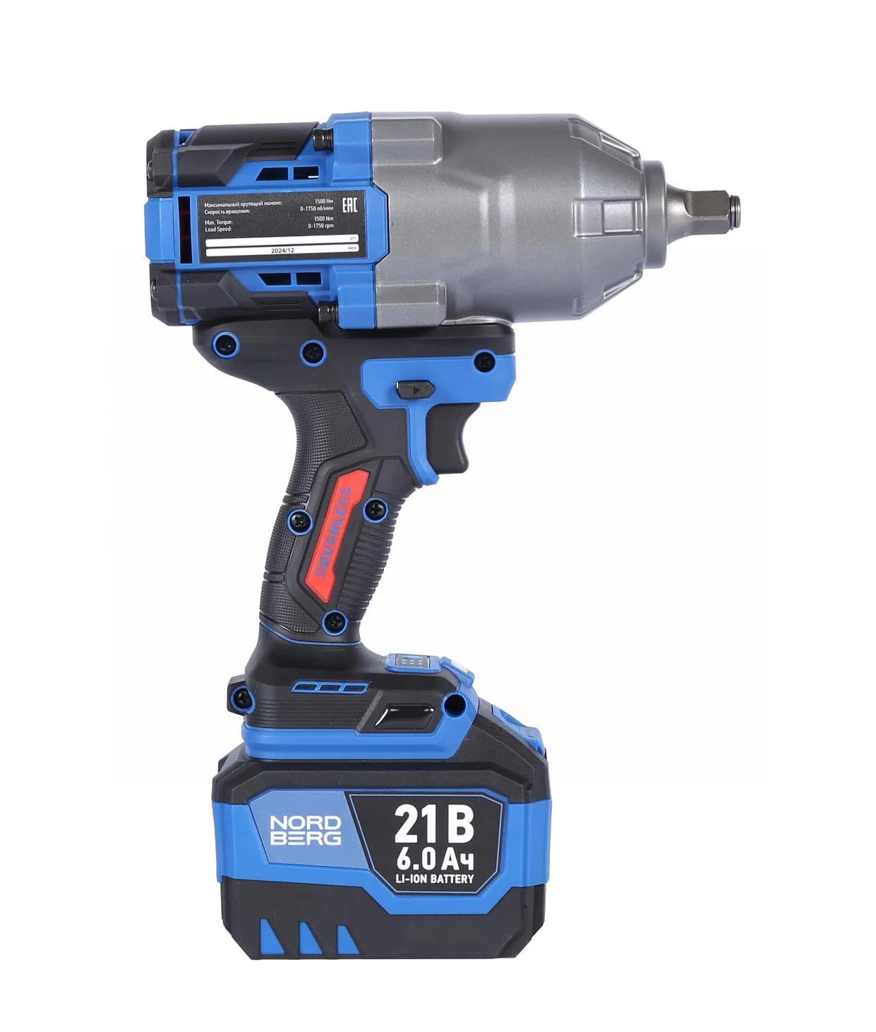 Гайковерт аккумуляторный NORDBERG NE806K — 1/2″, 1500 Нм, 6 Ач