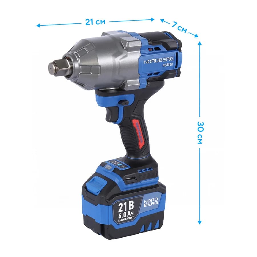 Гайковерт аккумуляторный NORDBERG NE806K 3/4″ — 1500 Нм, 6 Ач