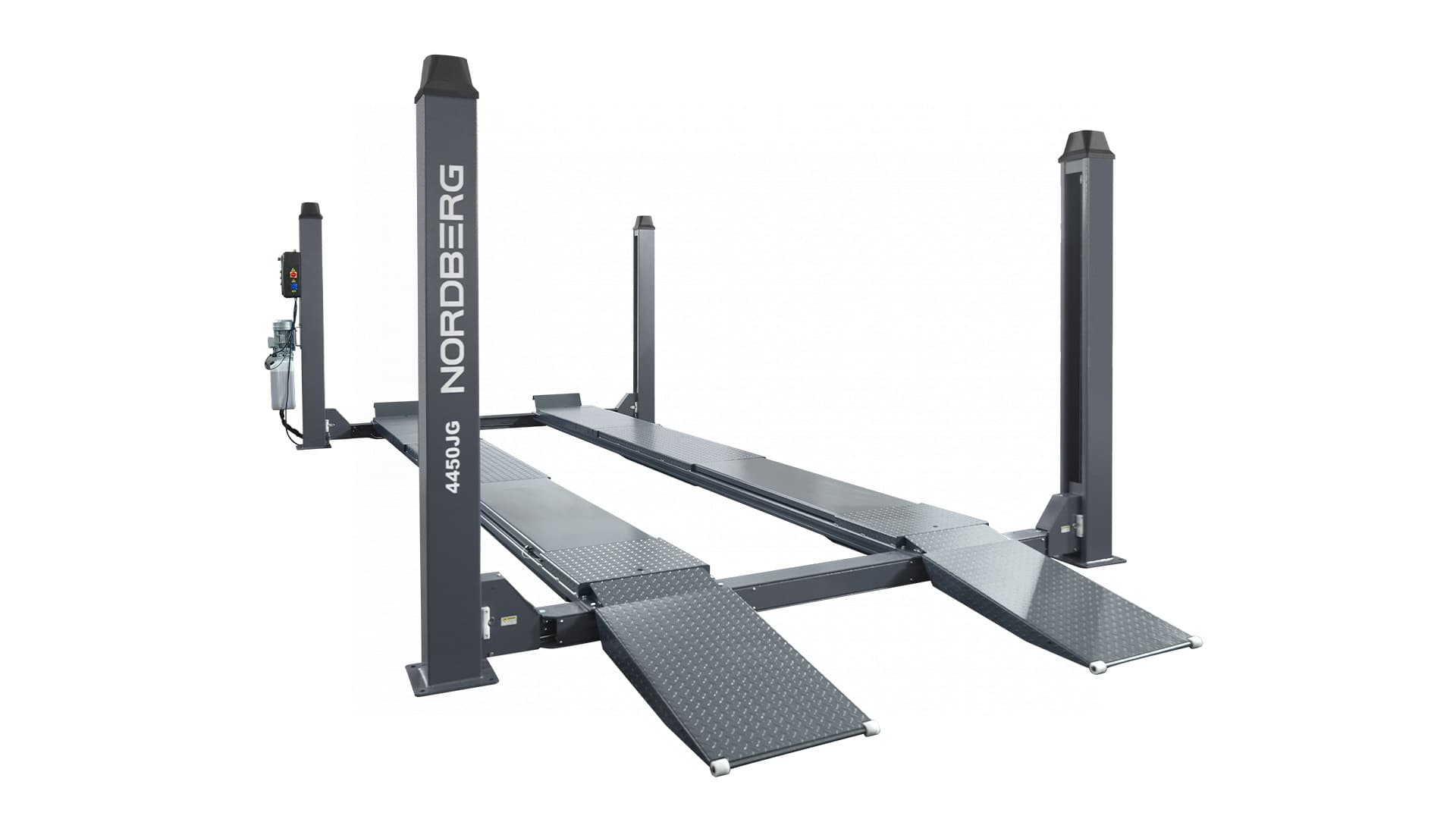 Подъемник четырехстоечный — платформы крупным планом