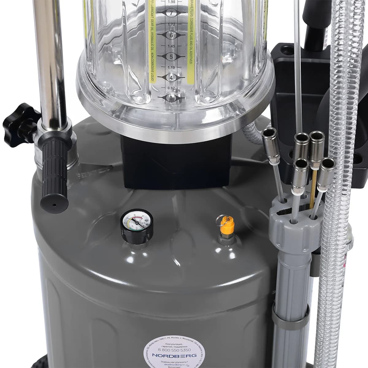Установка для сбора масла Nordberg 2380G — пневматическая, 80 л, серая