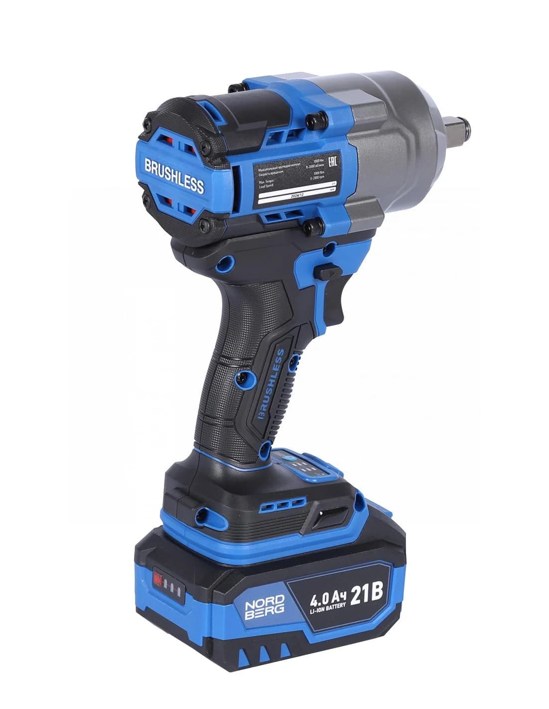 Гайковерт аккумуляторный NORDBERG NE805K — 1/2″, 1000 Нм, 21 В, 2 аккум.