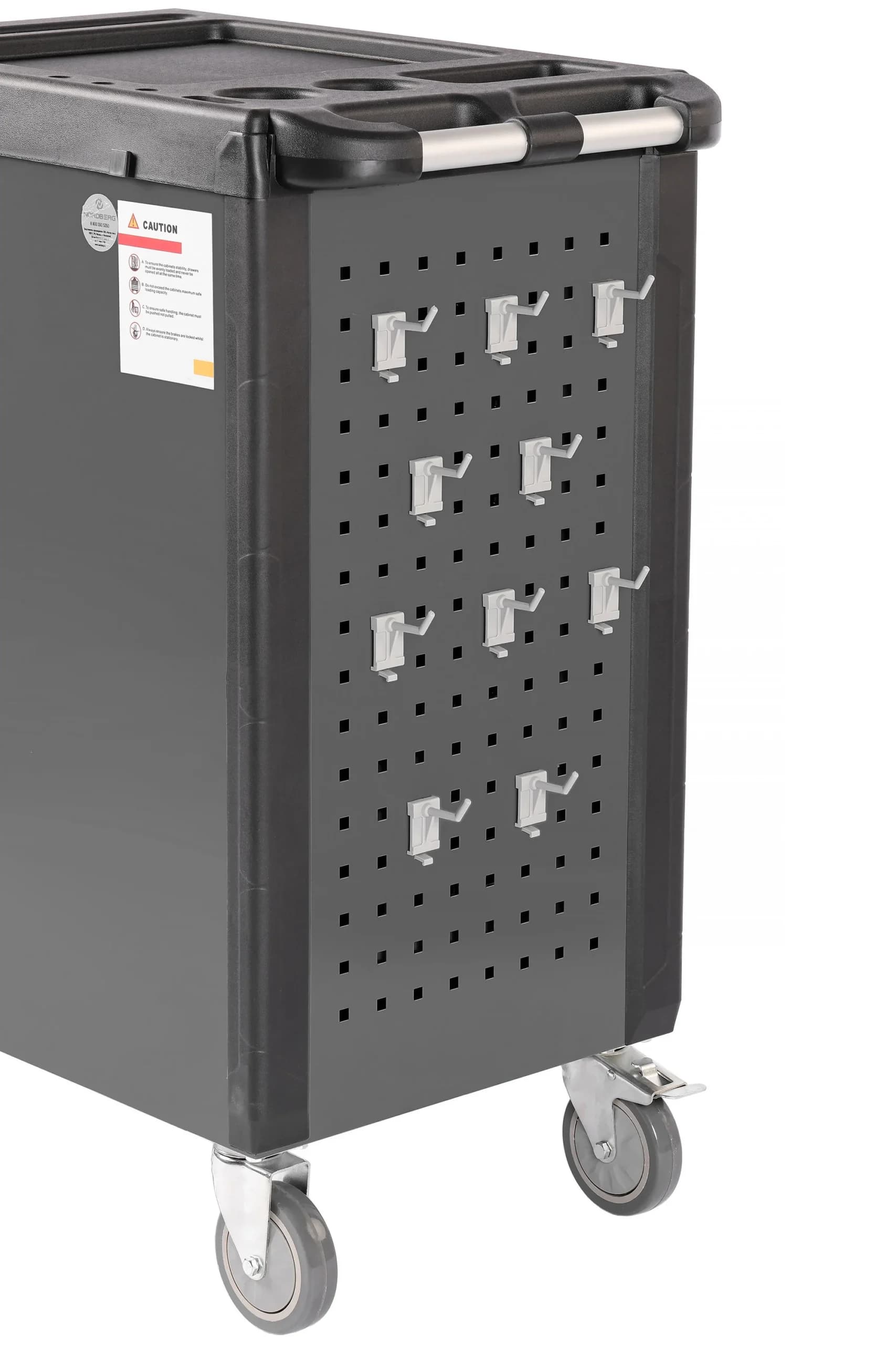 Тележка NORDBERG T6N — 6 ящиков нагрузка 350 кг замок в каждом ящике серая 800×470×980 мм