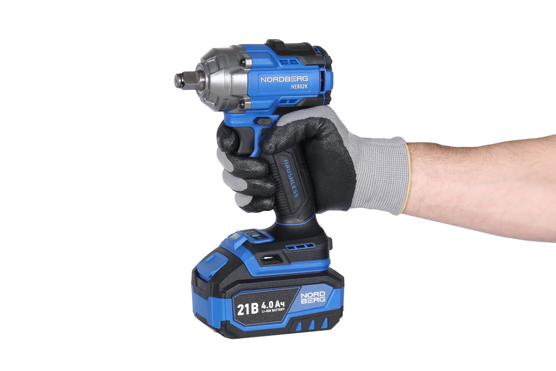 Гайковерт аккумуляторный NORDBERG NE802K — 1/2″, 500 Нм, 21 В