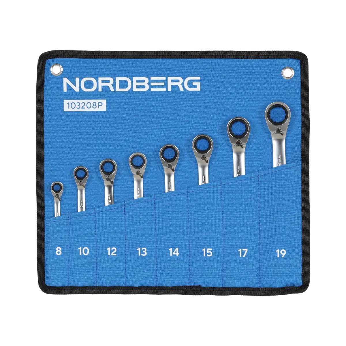 Набор трещоточных ключей NORDBERG 103208P в открытом кейсе