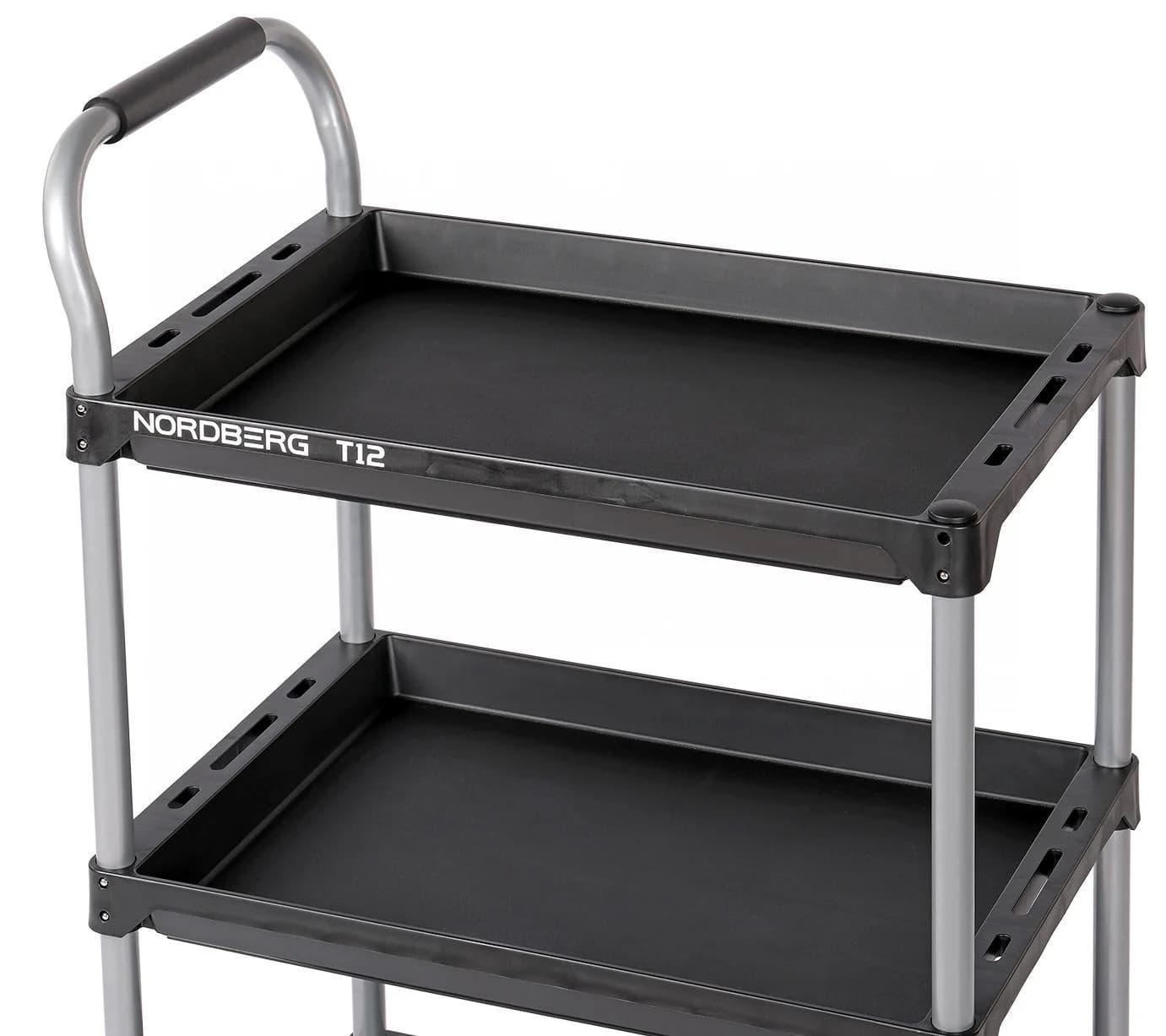 Тележка NORDBERG T12 — 3 пластиковые полки 600×400 мм нагрузка 15 кг/полку лёгкая