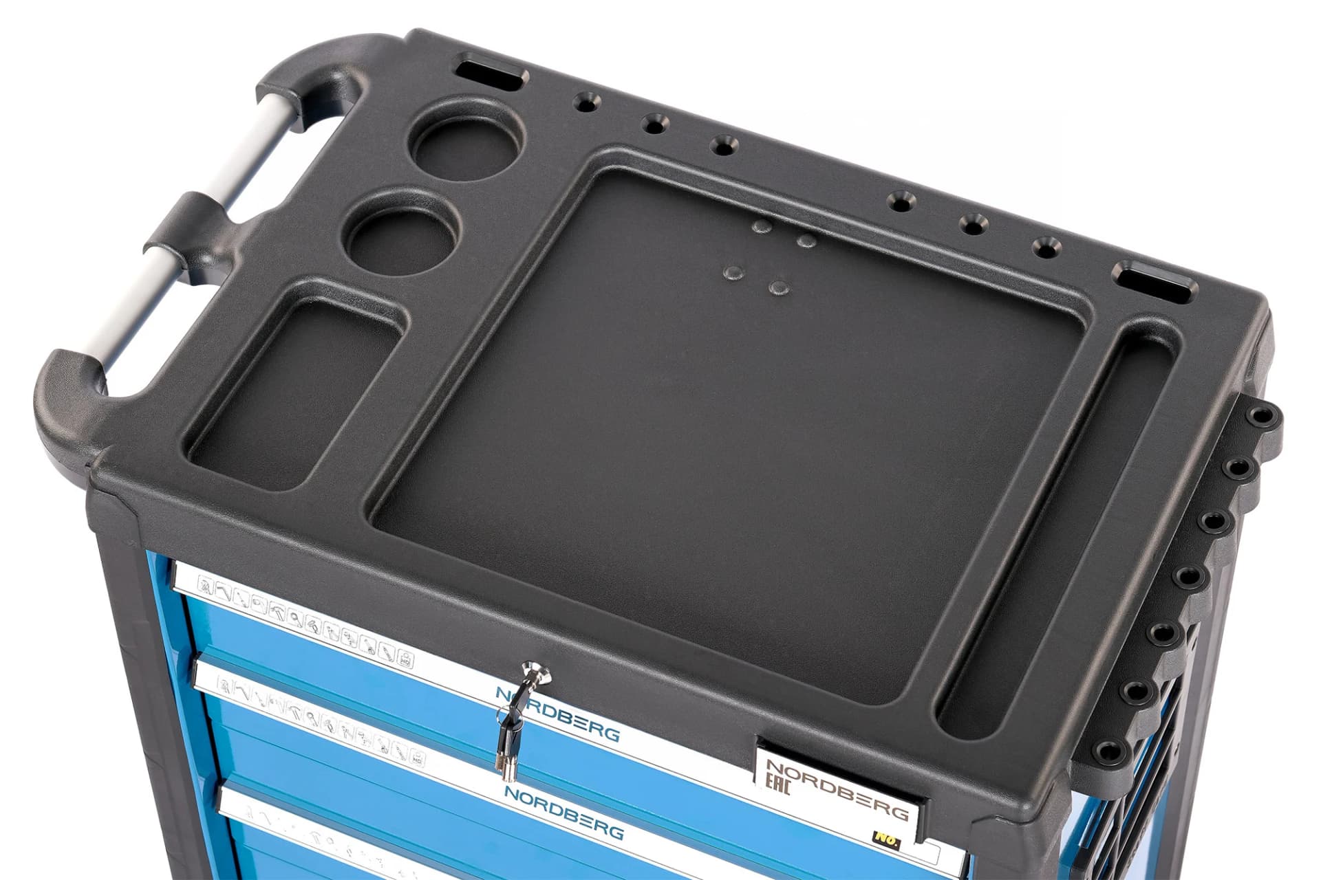 Тележка NORDBERG T6N — 6 ящиков нагрузка 350 кг замок в каждом ящике синяя 800×470×980 мм