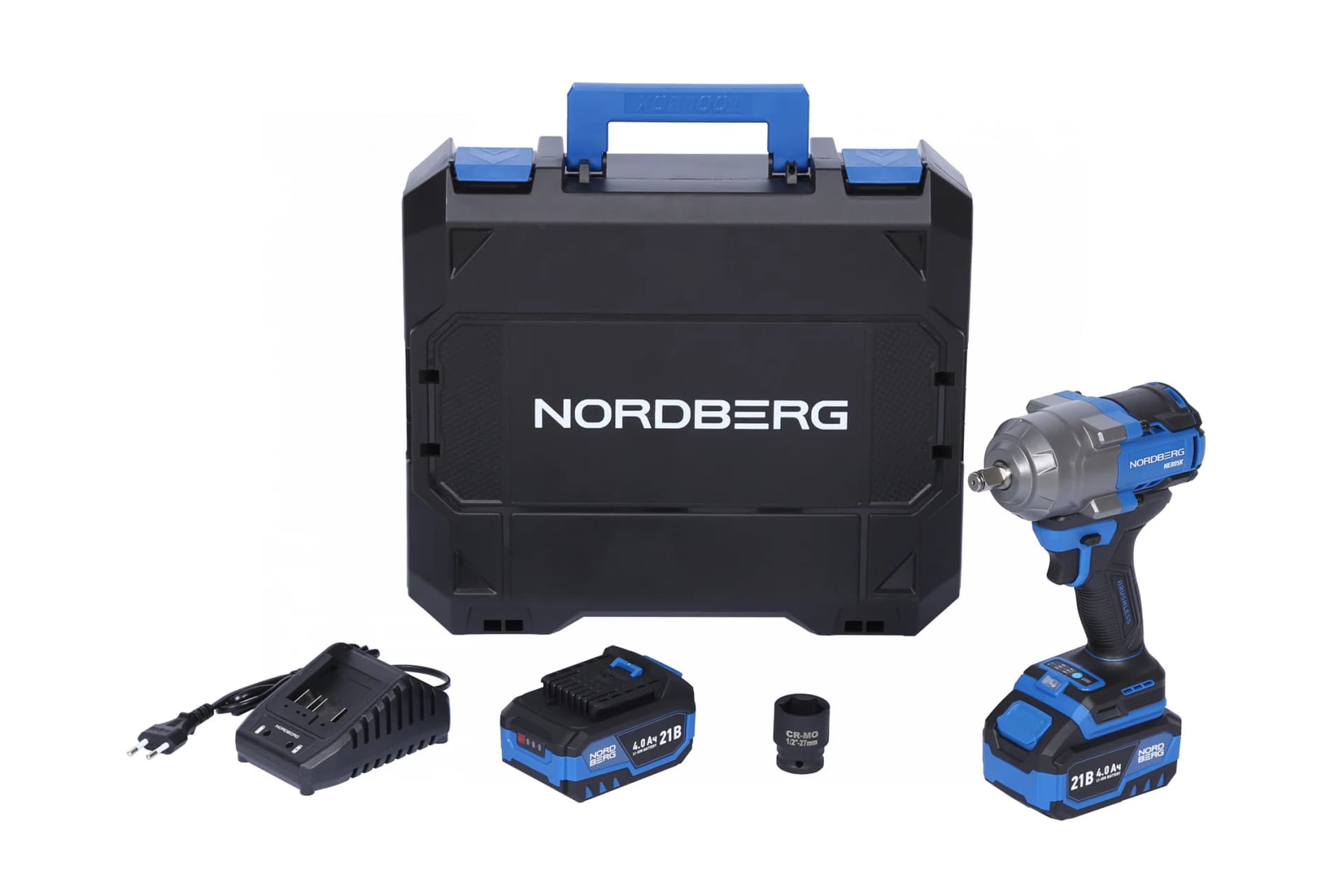 Гайковерт аккумуляторный NORDBERG NE805K — 1/2″, 1000 Нм, 21 В, 2 аккум.