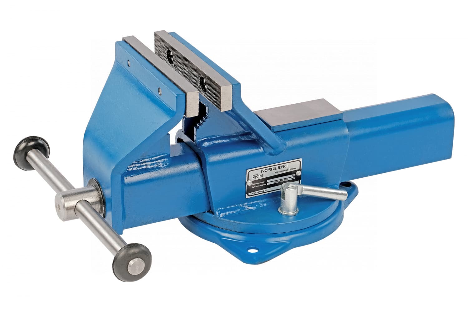 Тиски слесарные NORDBERG NTS140 на верстаке