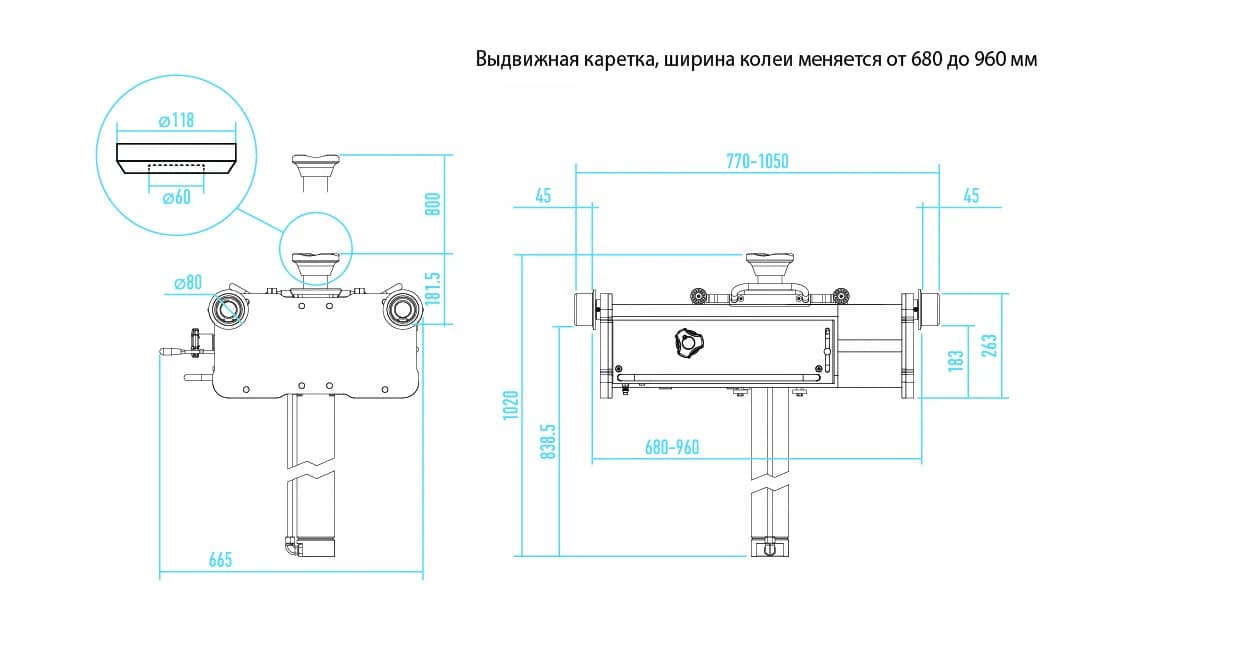 Домкрат канавный NORDBERG N5015T — вид на платформу и гидроцилиндр