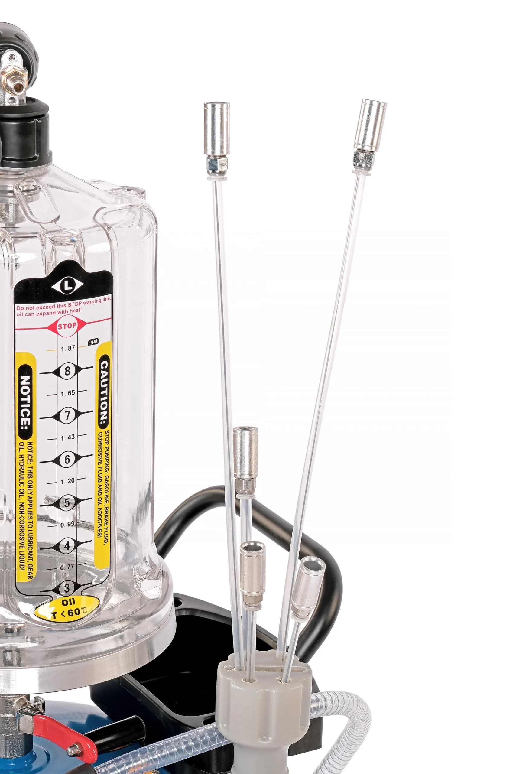 Установка для сбора масла Nordberg 2379B — пневматическая, 65 л, синяя, с осмотровой колбой