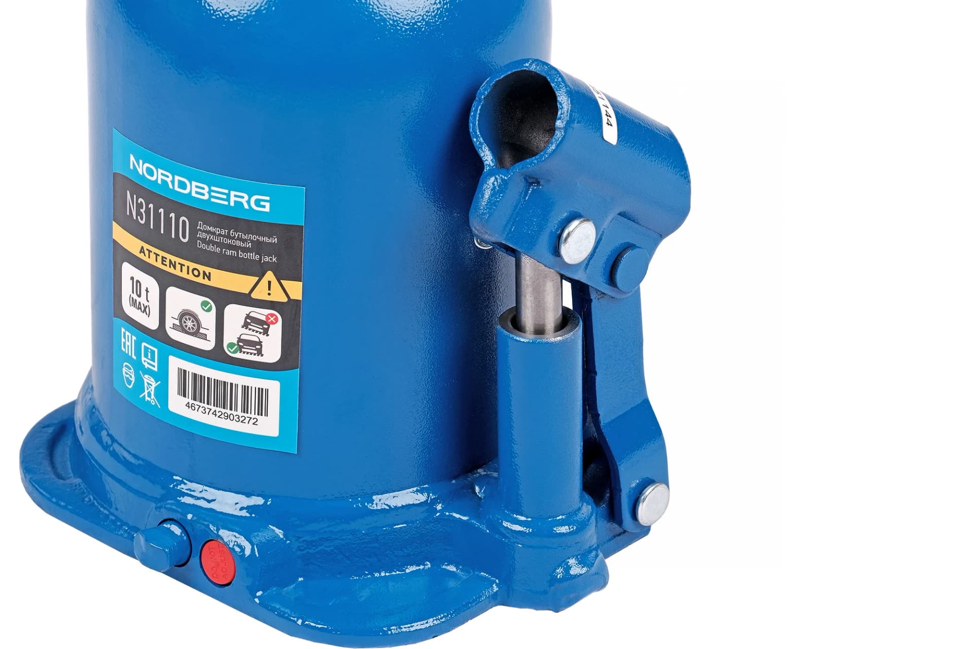 Домкрат бутылочный двухштоковый, 10 т