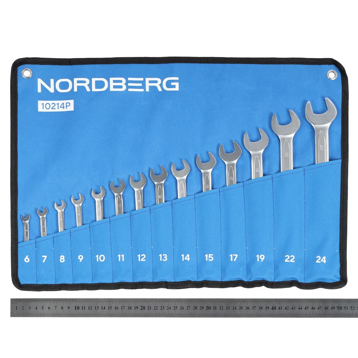 Набор комбинированных ключей NORDBERG 10214P — 14 ключей 6–24 мм в тканевом чехле