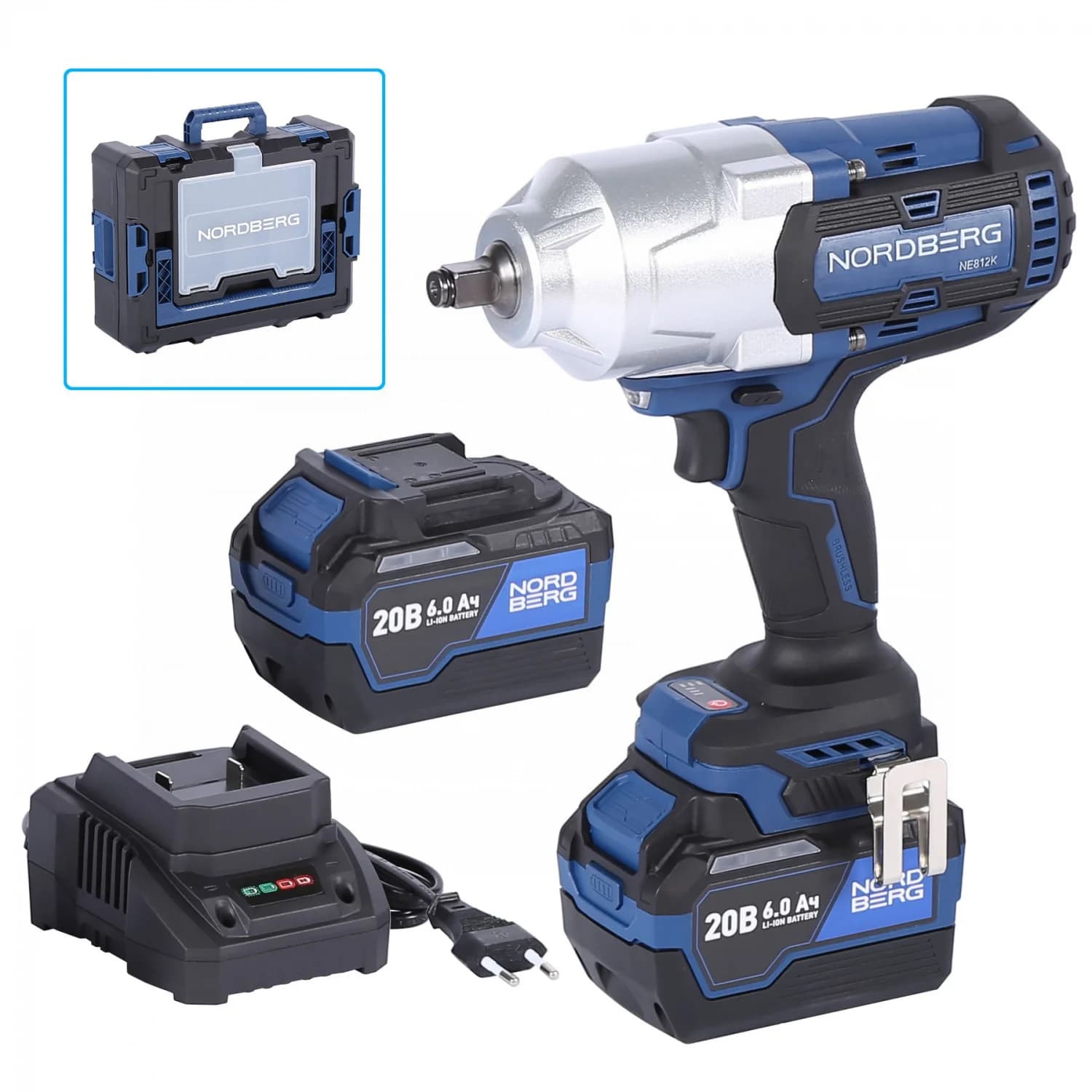 Гайковерт аккумуляторный NORDBERG NE812K — 1/2″, 1700 Нм, 6 Ач