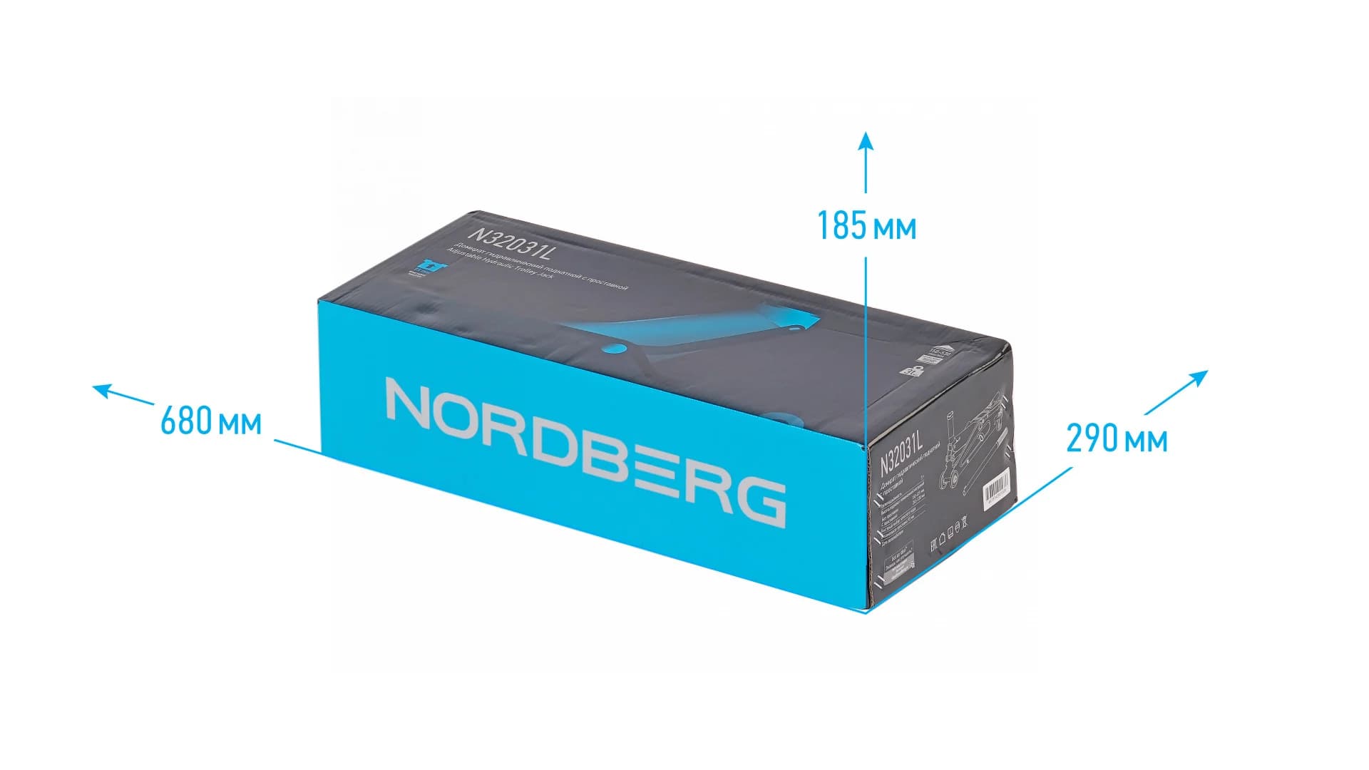 Домкрат подкатной NORDBERG N32031L — 3 т, с проставкой 95 мм