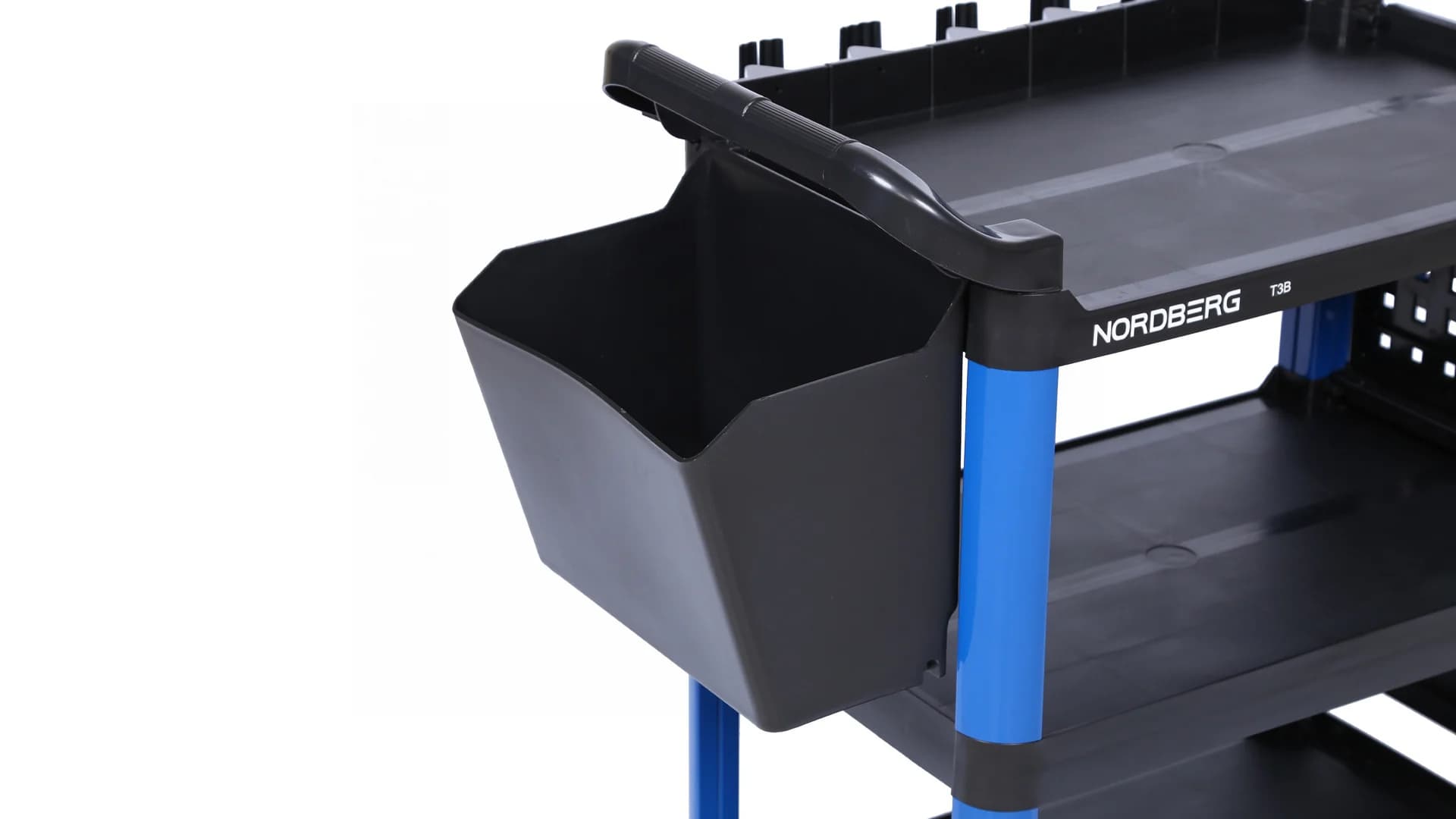 Тележка NORDBERG T3B — 3 полки + 2 съёмных ящика пластиковая синяя 550×850×1150 мм