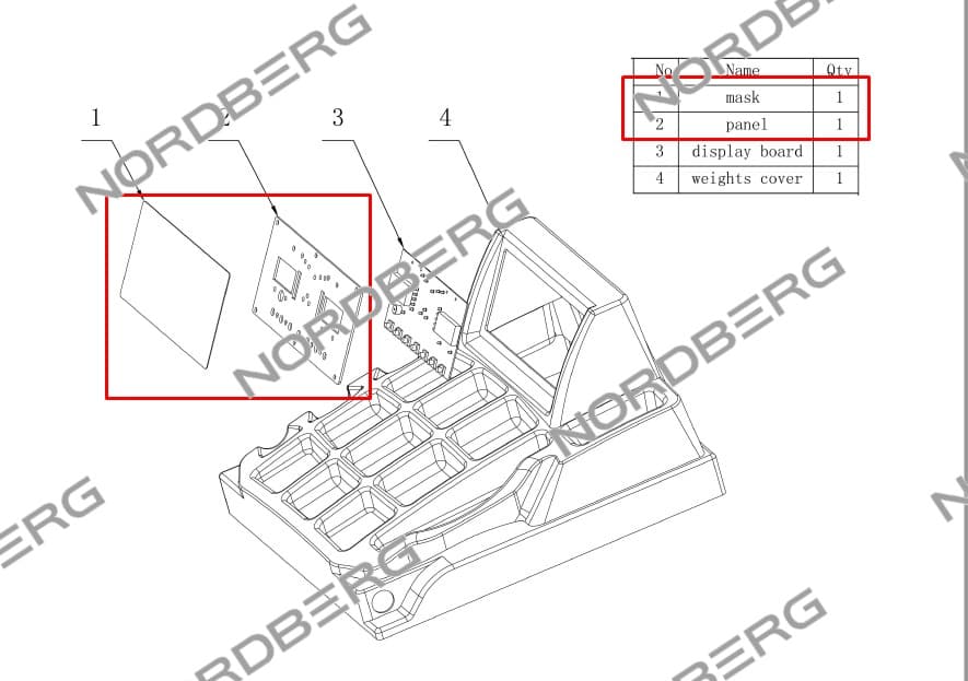 Задняя сторона клавиатуры для балансировочного станка Nordberg